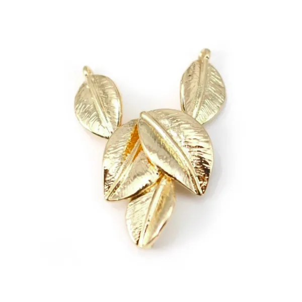  Leafs by "flash" Gold on brass 19x35mm x1pc