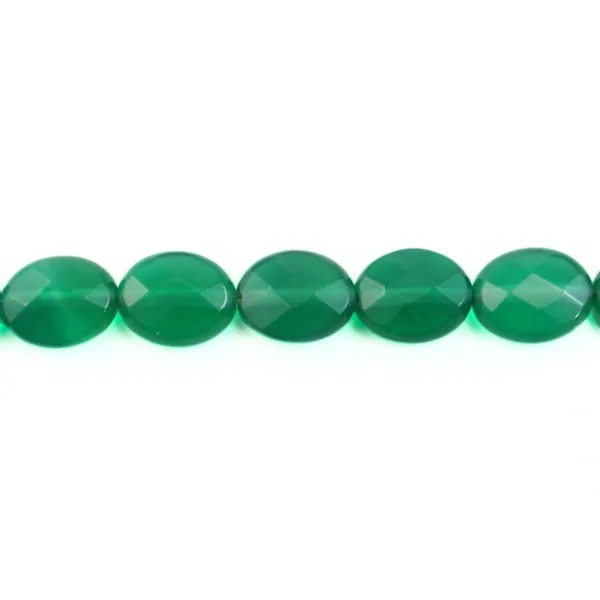 Ágata verde, oval facetada, 8x10mm x 39cm