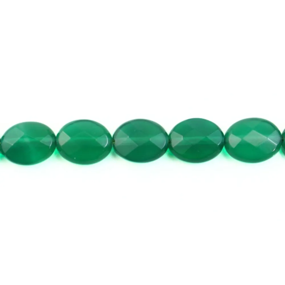 Agate verte ovale facette 8x10mm x 40cm