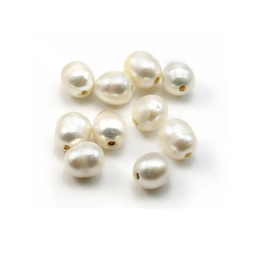 Perle de culture d'eau douce, blanche, irrégulière, 7-8mm x 10pcs
