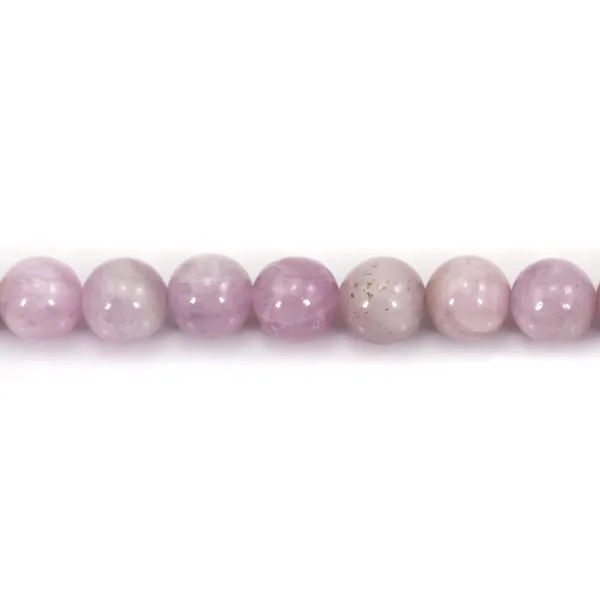 Kunzite de couleur violette, de forme ronde, 8mm x 39cm