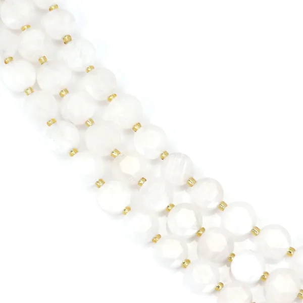 Pierre de lune rond plat facetté 8mm x 38cm