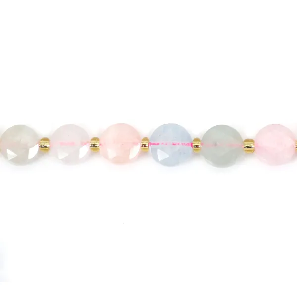 Béryl rond plat facetté 8.5mm x 38cm (37pcs)