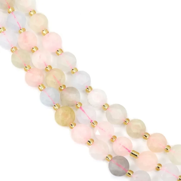 Béryl rond plat facetté 8mm x 38cm