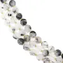 Quartz Rutile noir rond plat facetté 8mm x 38cm