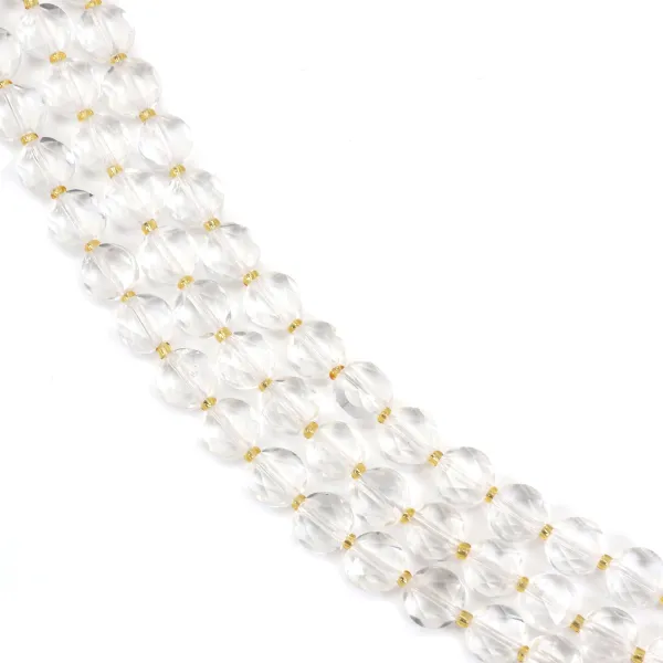 Cristal de roche rond plat facetté 8mm x 38cm