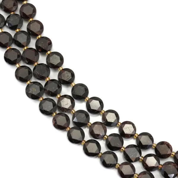 Granato rotondo piatto sfaccettato 8.5mm x 38cm (39 pezzi)