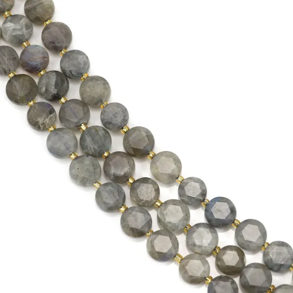 Labradorite flat faceted round beads 8mm x 38cm (41 pieces)