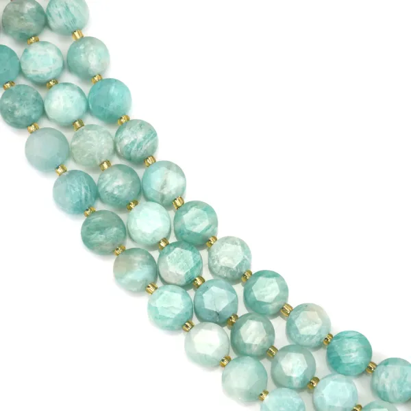 Peruvian Amazonite flat faceted round beads 8mm x 38cm (40 pieces)