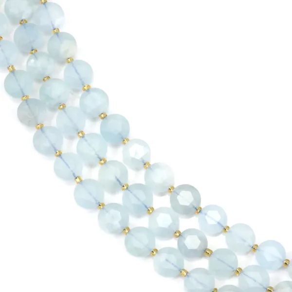 Aquamarine flat faceted round 8.5mm x 38cm (39pcs)