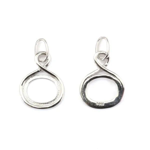 Pendant for oval cabochon 10x12mm - Rhodium-plated 925 Sterling Silver x 1pc