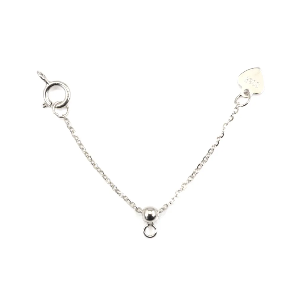 Adjustable extension chain with clasp 5mm - Rhodium-plated 925 silver x 1pc