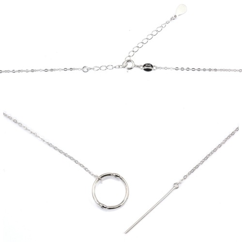 Curb chain for fully drilled bead - Rhodium-plated 925 Sterling Silver x 40cm