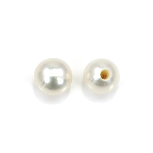 Perle de culture d'eau douce, semi-percée, blanche, ronde, 2.5-3mm x 2pcs