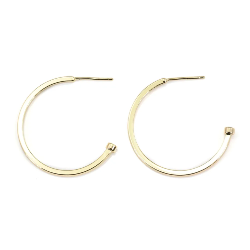 Clou Créole à décorer avec embout rond 30mm - Doré x 2pcs