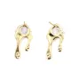 Brinco fantasia 9x18mm - zircônia cúbica & Dourado x 2pcs