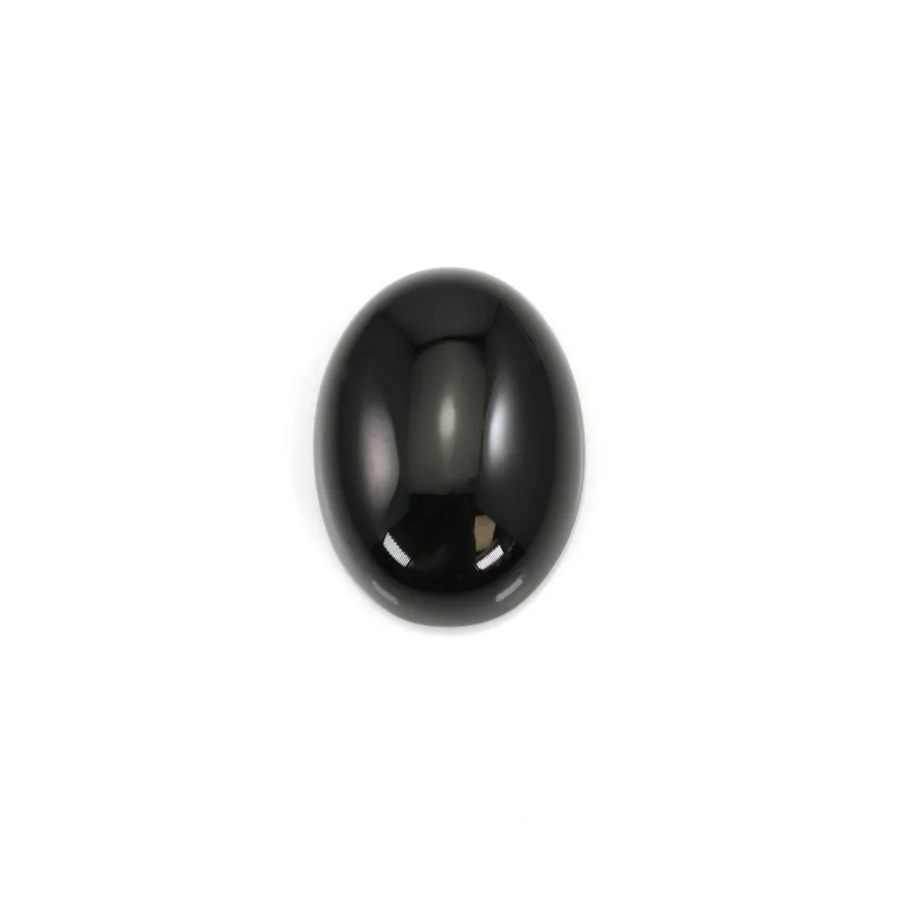 Black oval agate cabochon 4x6mm x 4pcs