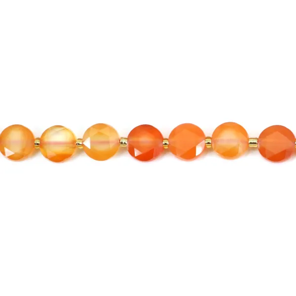 Carnelian flat faceted round beads 8mm x 38cm (41 pieces)