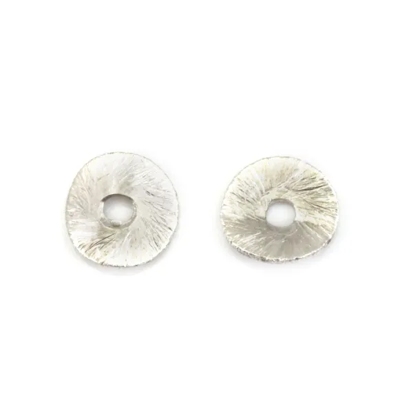 Textured wavy round washer 6mm - Silver 925 x 4pcs