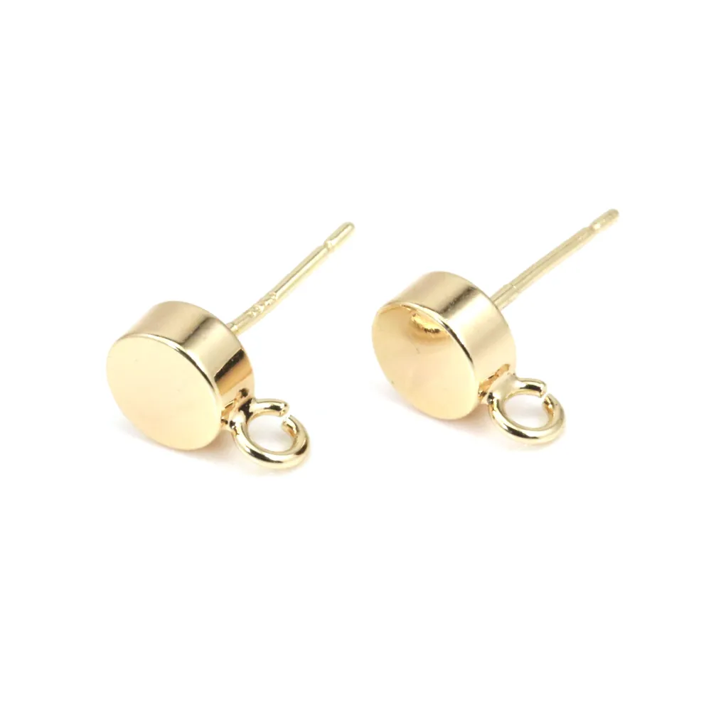 Pregos de orelha redondos planos para decorar 6mm - Dourado x 2 unidades