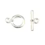 Fermoir "Toggle OT" en métal lisse, de couleur argenté, 15mm x 2pcs