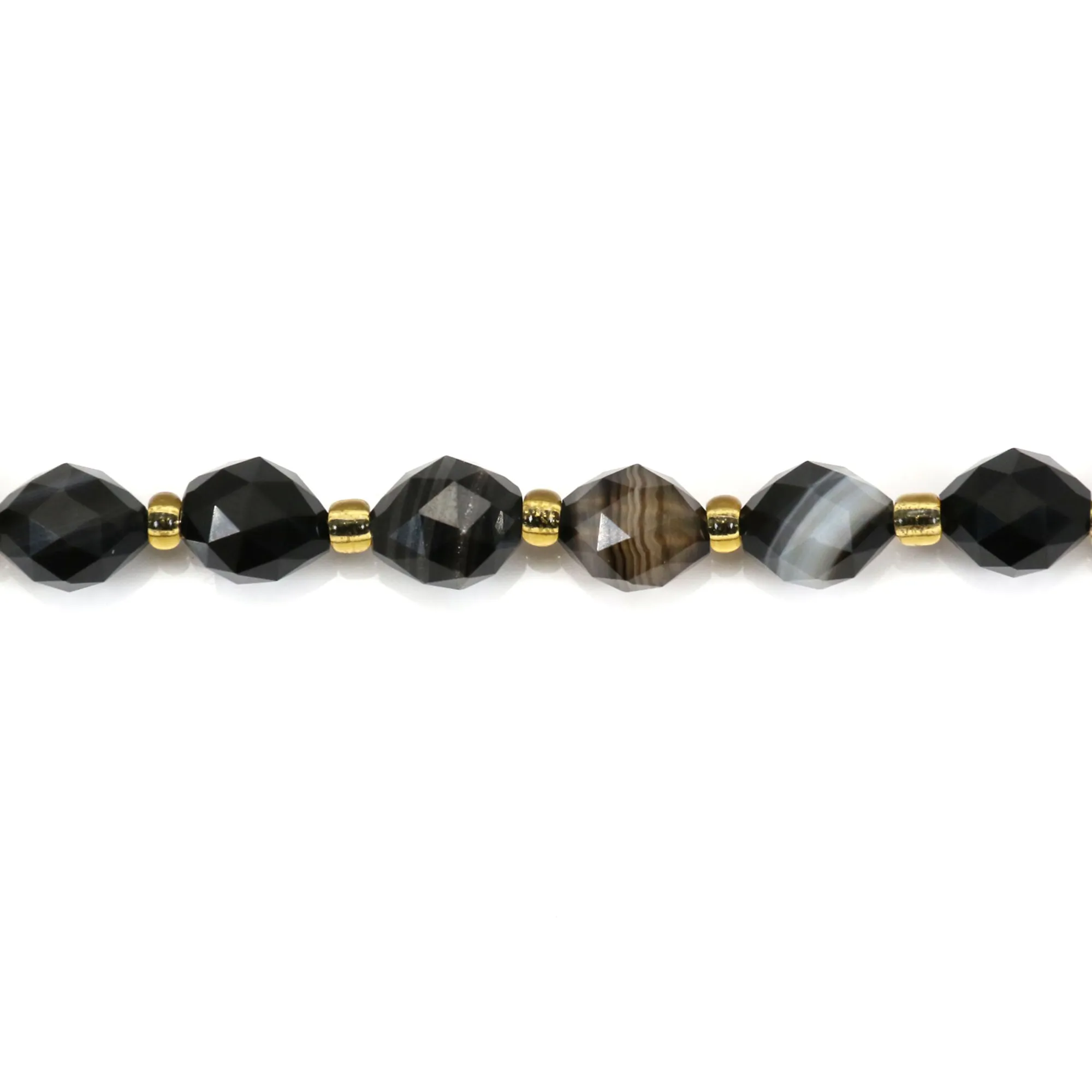 Collana Di Onice Nero Sfaccettato 8/10/12 Mm – Lunghezza 36 Pollici – Perle Naturali AAA - Foto 2