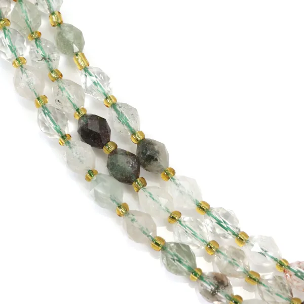 Phantom Quartz (green) olive faceted 6x8mm x 38cm (38pcs)