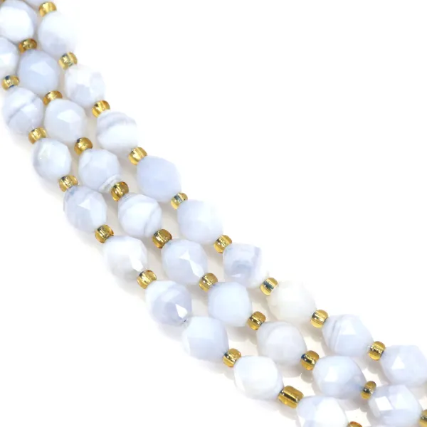 Olivgrüner facettierter Chalcedon 6x8mm x 39cm