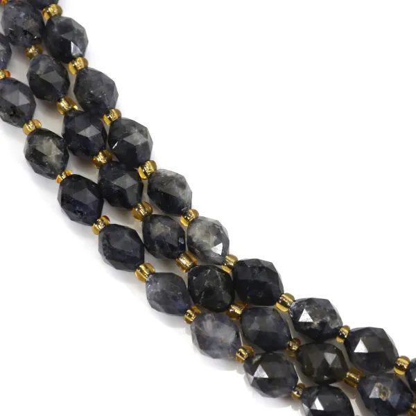 Cordierita (Iolite) facetada em forma de azeitona 6x8mm x 39cm