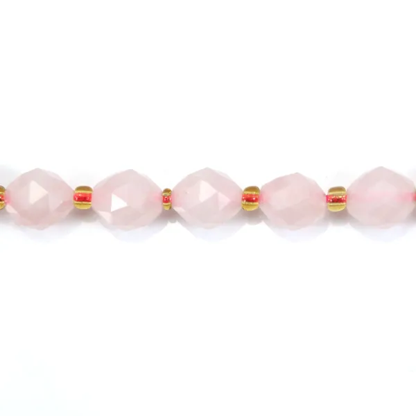 Cuarzo rosa facetado en forma de oliva de 5x6mm x 38cm (47 piezas)