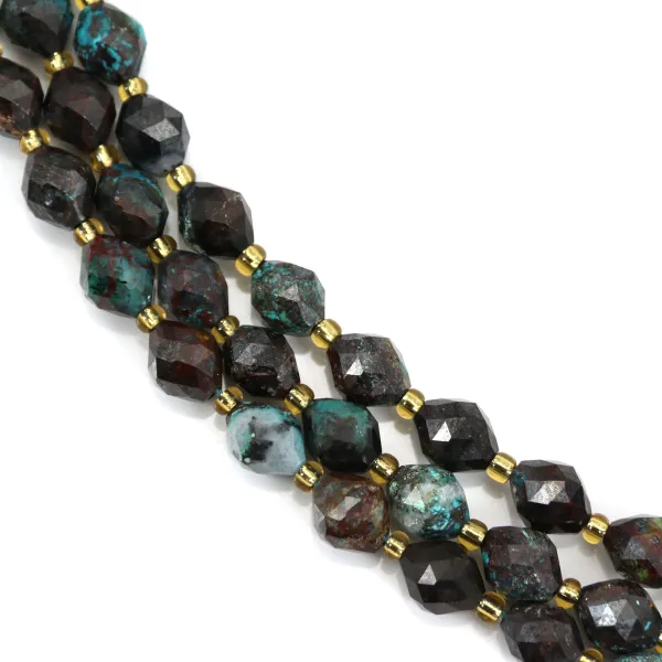 Azurite facetada em forma de azeitona 6x8mm x 39cm