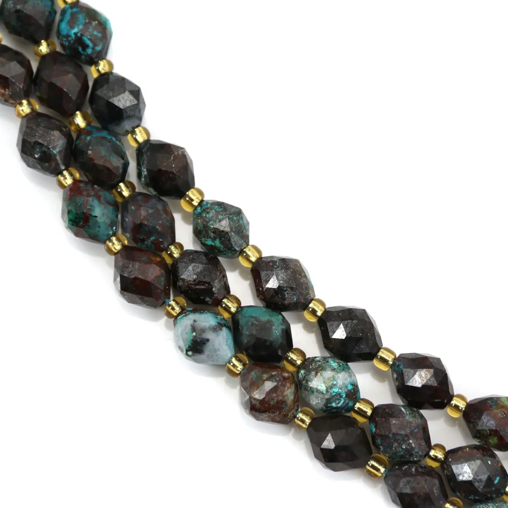 Azurite olive faceted 6x8mm x 39cm