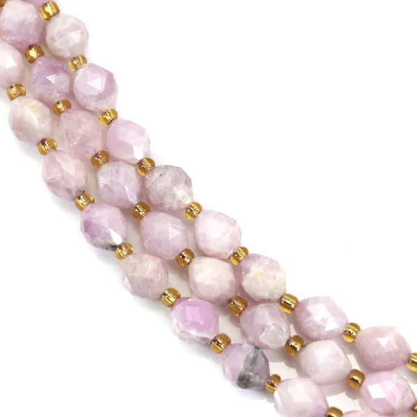 Cristallo di kunzite verde sfaccettato 6x8mm x 39cm