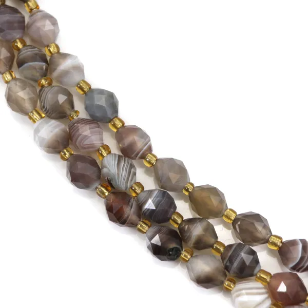 Agate du Botswana olive facetté 6x8mm x 39cm