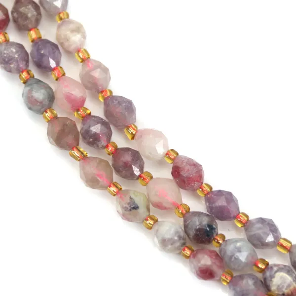 Tourmaline fleur de prunier olive facetté 6x8mm x 39cm