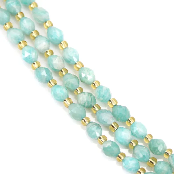 Amazonita de Perú, facetada en color oliva, 5x6mm x 38cm (48 piezas)