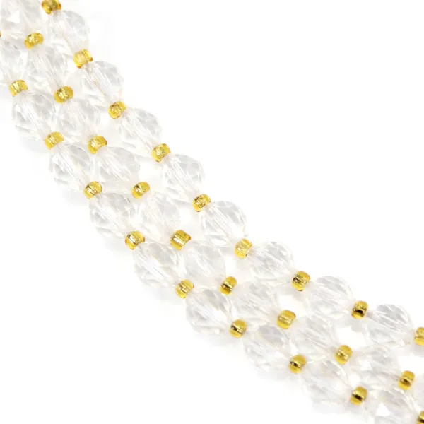 Faceted olive-shaped rock crystal 6x8mm x 39cm (39 pieces)