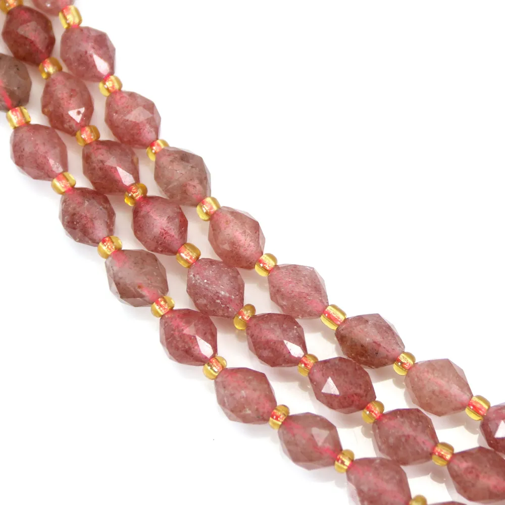 Cuarzo fresa verde facetado 6x8mm x 39cm