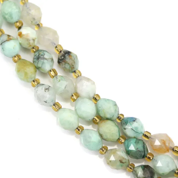 Faceted olive chrysocolla 6x8mm x 39cm