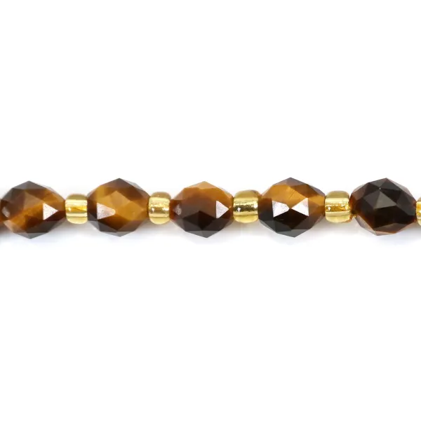 Faceted olive tiger eye beads 5x6mm x 38cm (47 pieces)