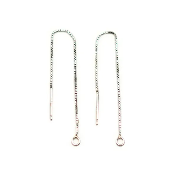 Chaînette d'oreille maille carré 0.65x80mm - Argent 925 rhodié x 2 Stück