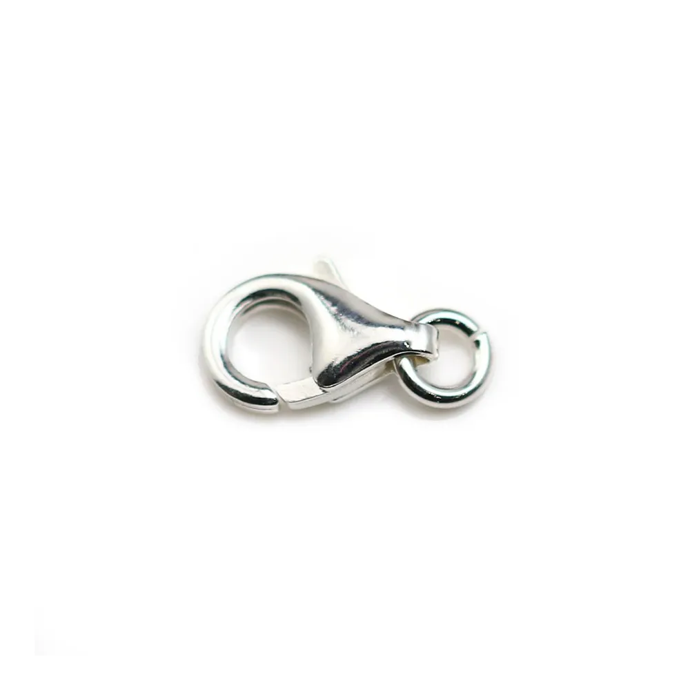 Fecho de mosquetão 6x11mm - Prata 925 rodinada x 1 unidade