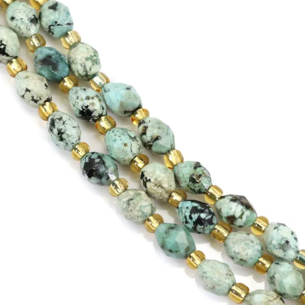 African olive faceted turquoise 5x6mm x 38cm (47 pieces)