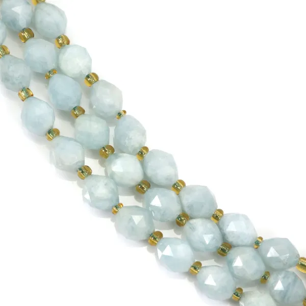 Aquamarine olive faceted 4.5x6mm x 38cm (46pcs)