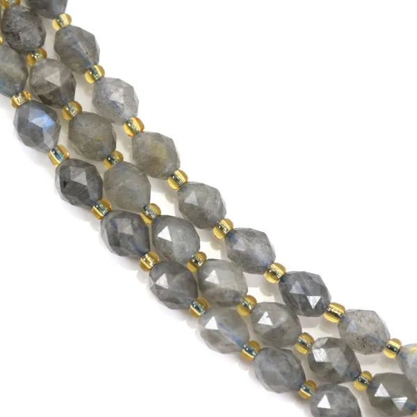 Labradorit, olivenförmig, facettiert, 5x6mm x 38cm (46 Stück)