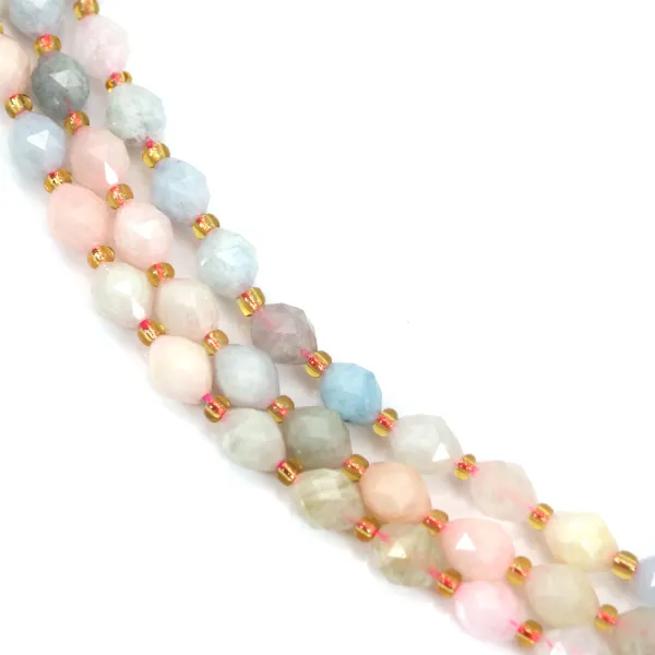 Faceted olive beryl 5x6mm x 39cm (48 pieces)