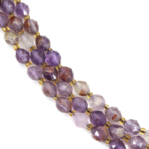 Faceted olive violet phantom quartz 5x6mm x 38cm (47 pieces)