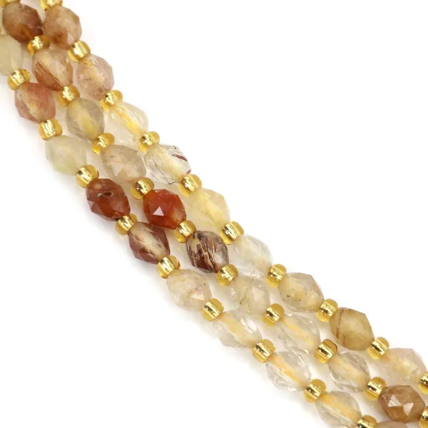 Quartz Rutile doré olive facetté 5x6mm x 38cm (48pcs)