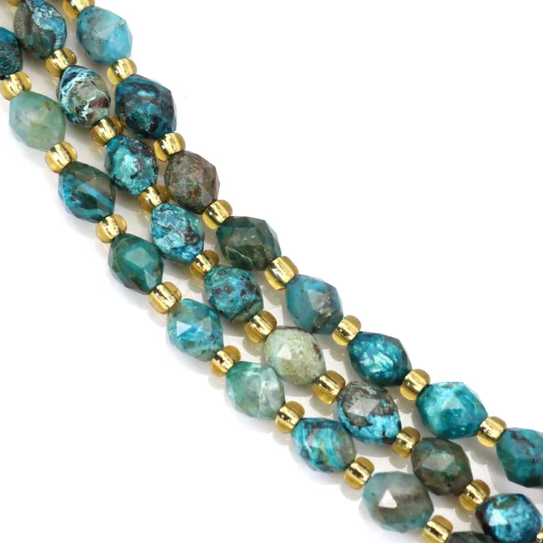 Faceted olive chrysocolla 5x6mm x 37cm (47 pieces)