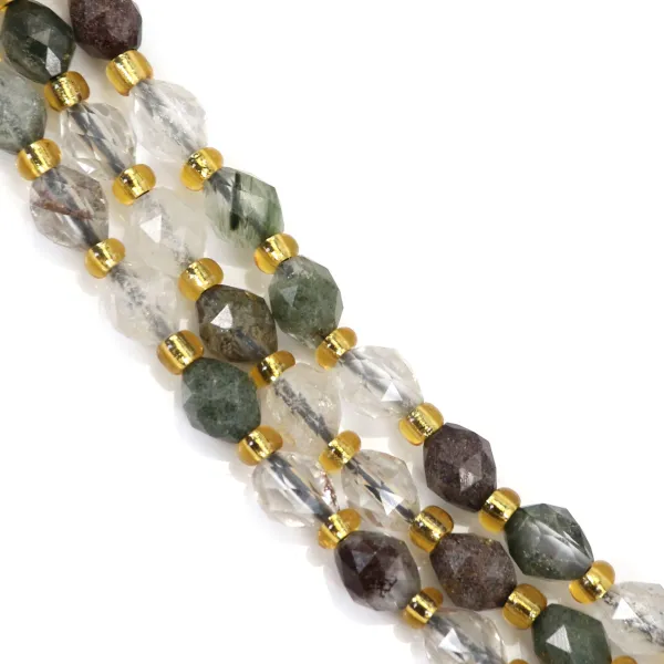 Phantom quartz (green) olive faceted 5x6mm x 38cm (50pcs)